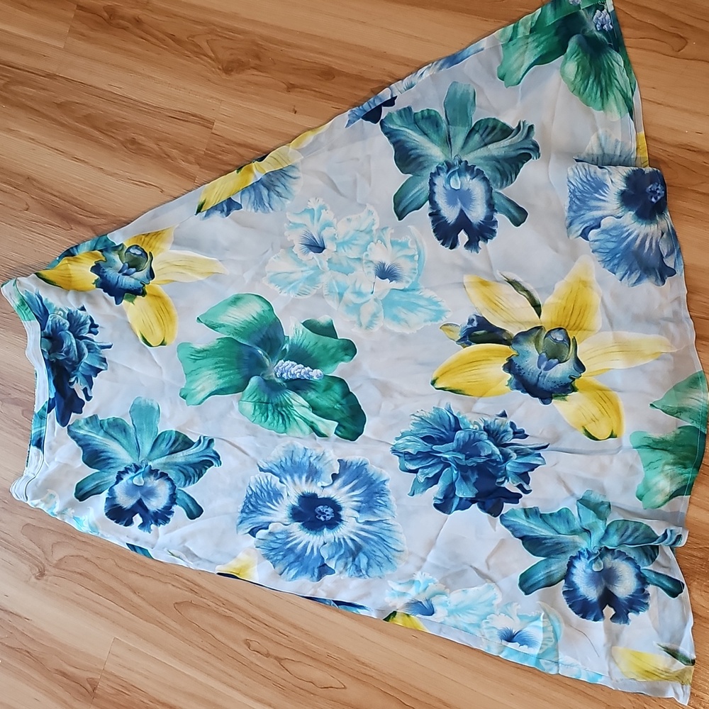 Tessuto Vintage Floral Maxi Skirt - Blue and Yellow